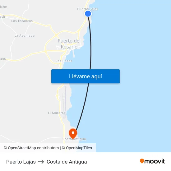 Puerto Lajas to Costa de Antigua map