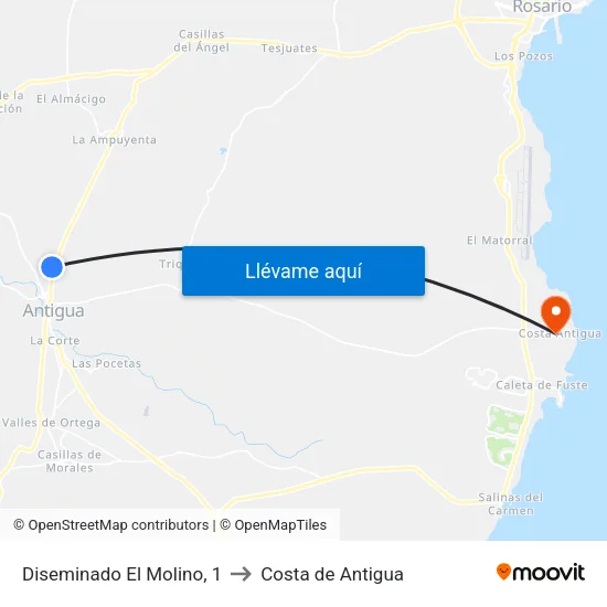 Diseminado El Molino, 1 to Costa de Antigua map