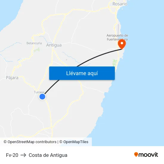 Fv-20 to Costa de Antigua map
