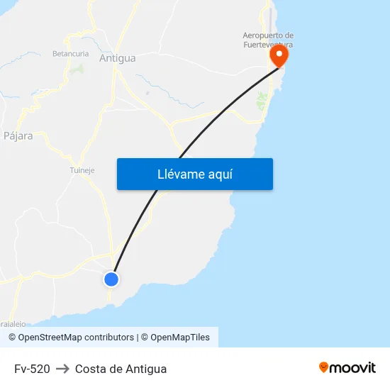 Fv-520 to Costa de Antigua map