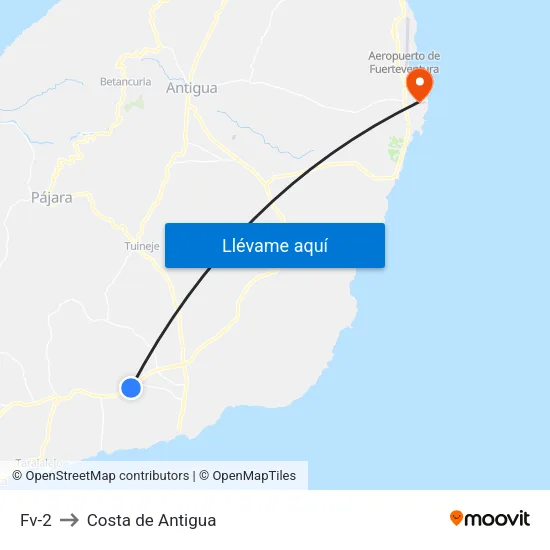 Fv-2 to Costa de Antigua map