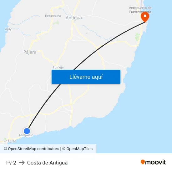 Fv-2 to Costa de Antigua map
