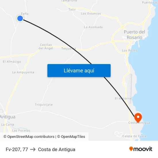 Fv-207, 77 to Costa de Antigua map