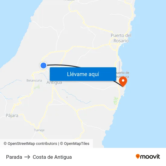 Parada to Costa de Antigua map