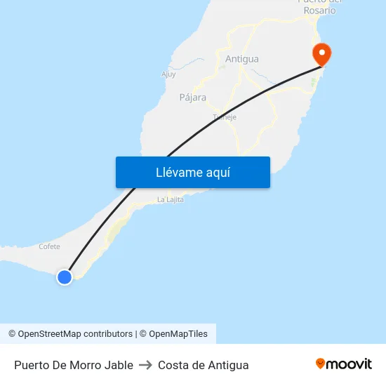 Puerto De Morro Jable to Costa de Antigua map