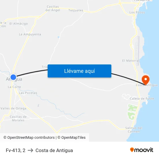 Fv-413, 2 to Costa de Antigua map