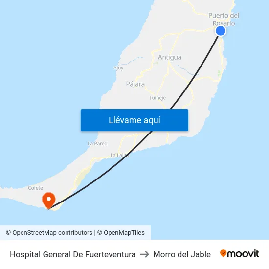 Hospital General De Fuerteventura to Morro del Jable map