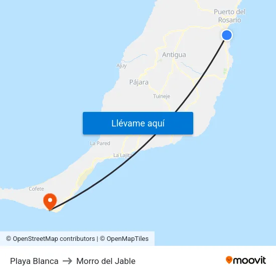 Playa Blanca to Morro del Jable map