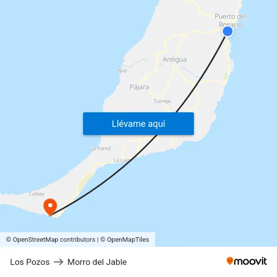 Los Pozos to Morro del Jable map