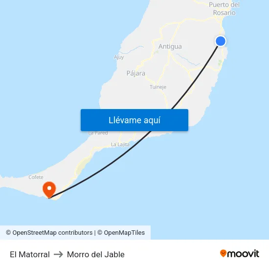 El Matorral to Morro del Jable map