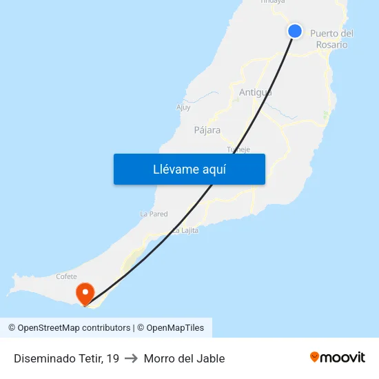 Diseminado Tetir, 19 to Morro del Jable map