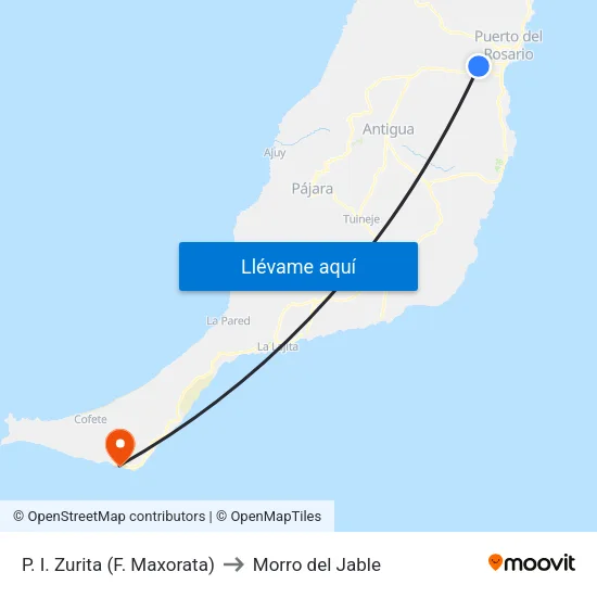 P. I. Zurita (F. Maxorata) to Morro del Jable map