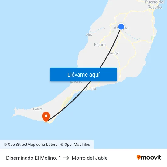 Diseminado El Molino, 1 to Morro del Jable map