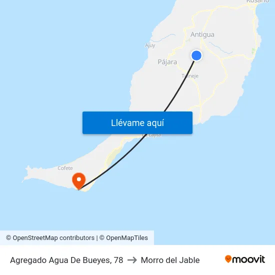 Agregado Agua De Bueyes, 78 to Morro del Jable map