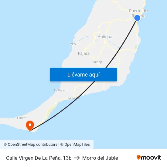 Calle Virgen De La Peña, 13b to Morro del Jable map