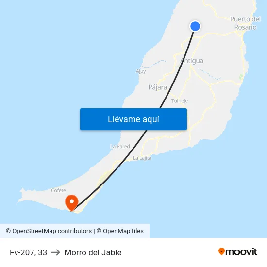 Fv-207, 33 to Morro del Jable map