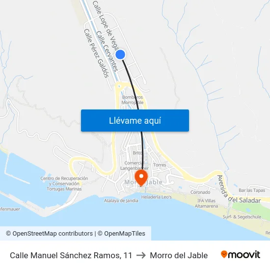 Calle Manuel Sánchez Ramos, 11 to Morro del Jable map