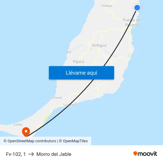 Fv-102, 1 to Morro del Jable map