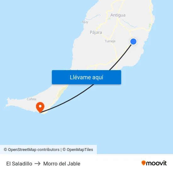 El Saladillo to Morro del Jable map