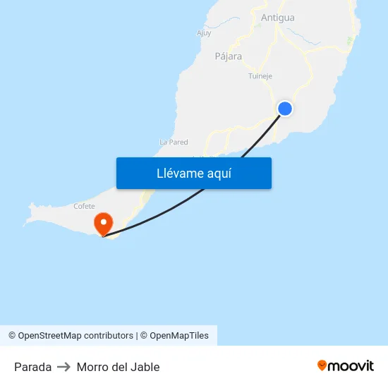 Parada to Morro del Jable map