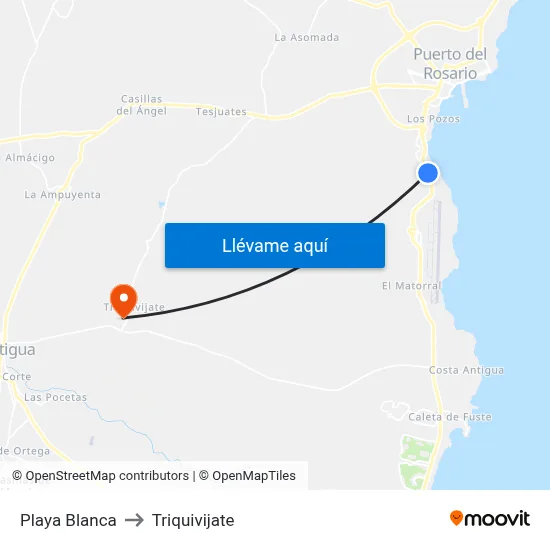 Playa Blanca to Triquivijate map