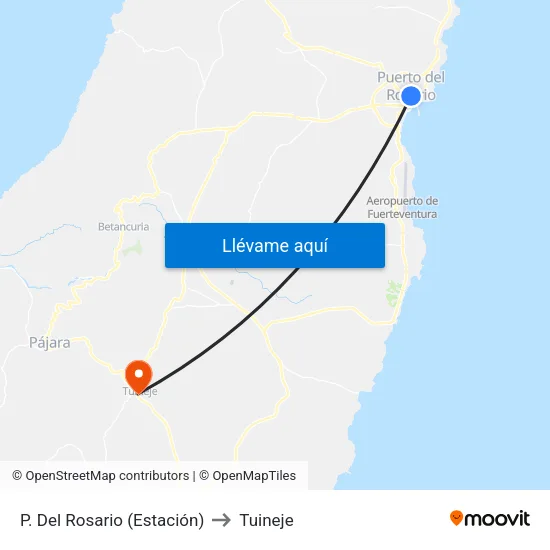 P. Del Rosario (Estación) to Tuineje map