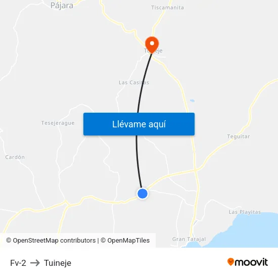 Fv-2 to Tuineje map