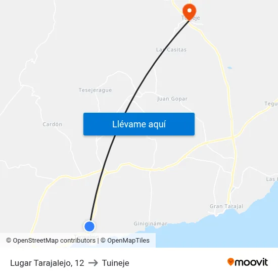 Lugar Tarajalejo, 12 to Tuineje map