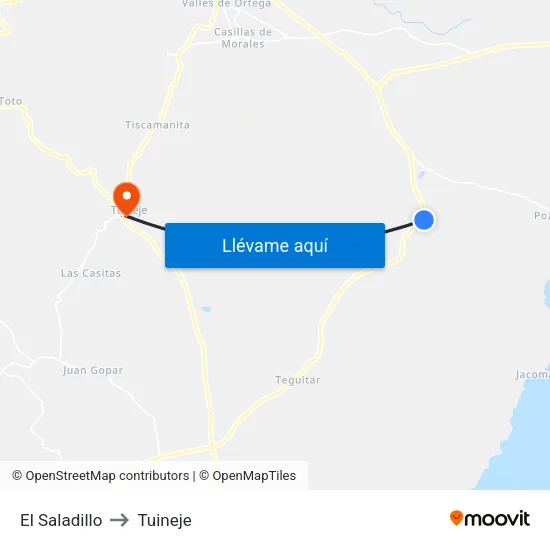 El Saladillo to Tuineje map
