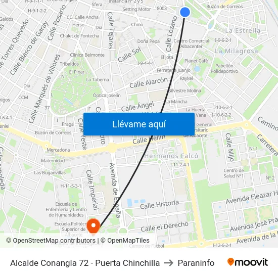 Alcalde Conangla 72 - Puerta Chinchilla to Paraninfo map