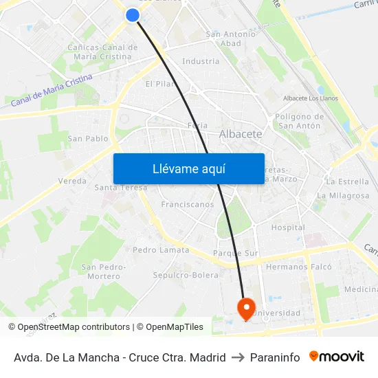 Avda. De La Mancha - Cruce Ctra. Madrid to Paraninfo map