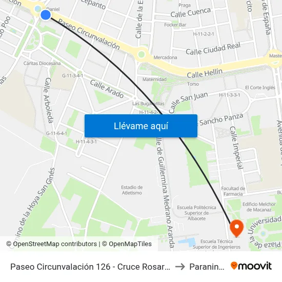 Paseo Circunvalación 126 - Cruce Rosario to Paraninfo map