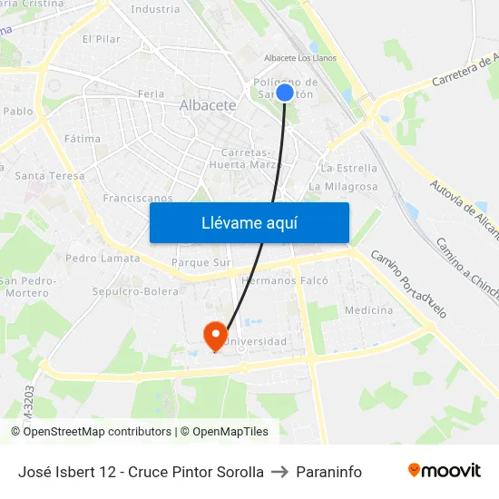 José Isbert 12 - Cruce Pintor Sorolla to Paraninfo map