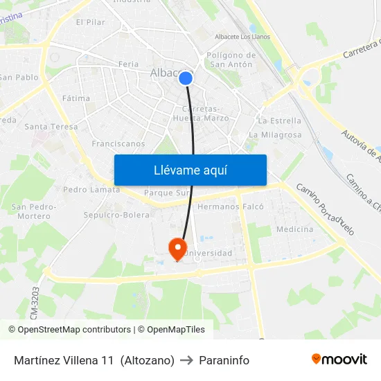 Martínez Villena 11  (Altozano) to Paraninfo map