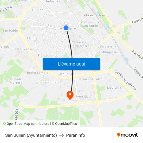 San Julián (Ayuntamiento) to Paraninfo map