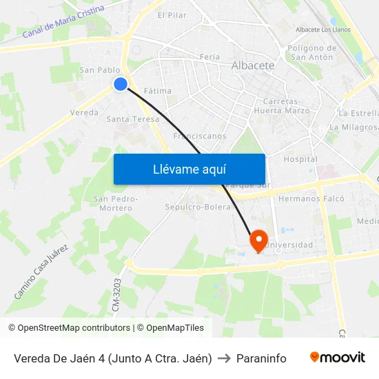 Vereda De Jaén 4 (Junto A Ctra. Jaén) to Paraninfo map