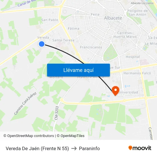 Vereda De Jaén (Frente N 55) to Paraninfo map