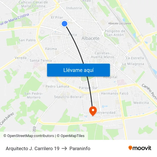Arquitecto J. Carrilero 19 to Paraninfo map