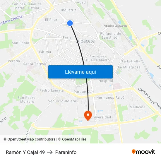 Ramón Y Cajal 49 to Paraninfo map