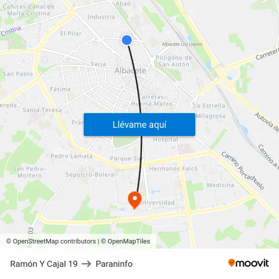 Ramón Y Cajal 19 to Paraninfo map