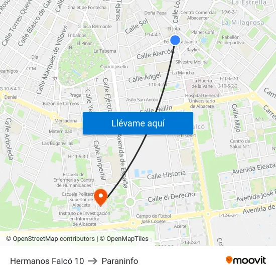 Hermanos Falcó 10 to Paraninfo map