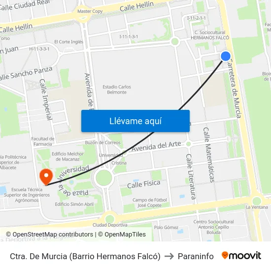 Ctra. De Murcia (Barrio Hermanos Falcó) to Paraninfo map