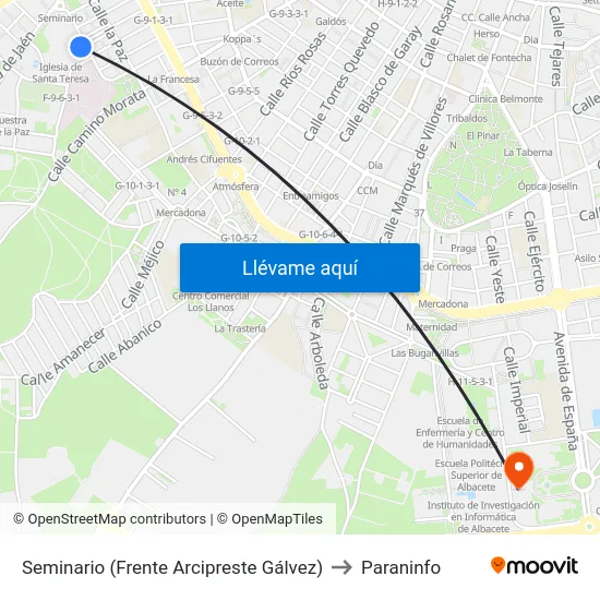 Seminario (Frente Arcipreste Gálvez) to Paraninfo map