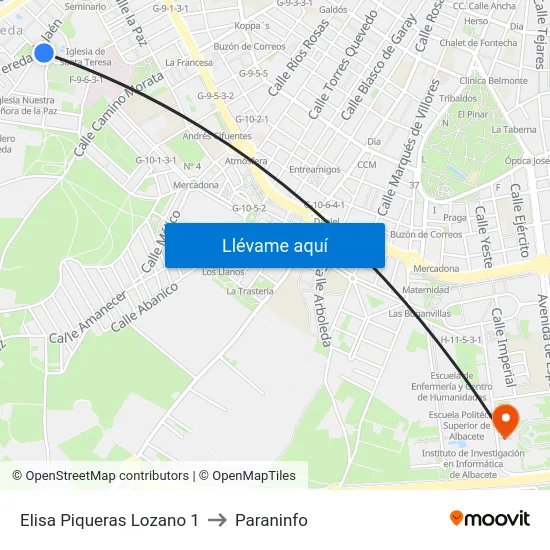 Elisa Piqueras Lozano 1 to Paraninfo map