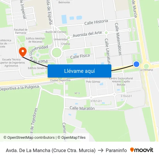 Avda. De La Mancha (Cruce Ctra. Murcia) to Paraninfo map