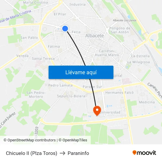 Chicuelo II (Plza Toros) to Paraninfo map