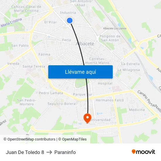 Juan De Toledo 8 to Paraninfo map