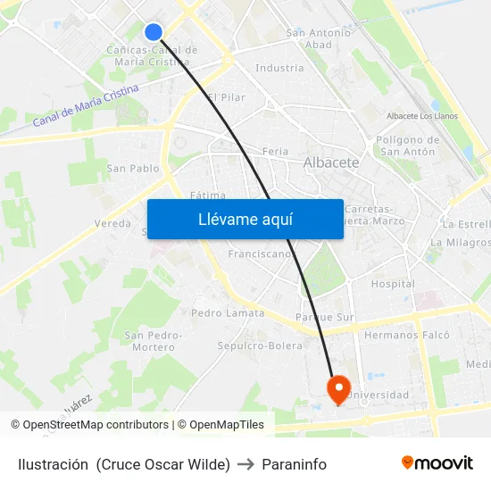 Ilustración  (Cruce Oscar Wilde) to Paraninfo map