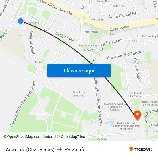 Arco Iris  (Ctra. Peñas) to Paraninfo map