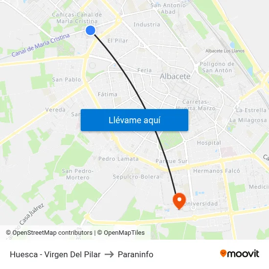 Huesca - Virgen Del Pilar to Paraninfo map